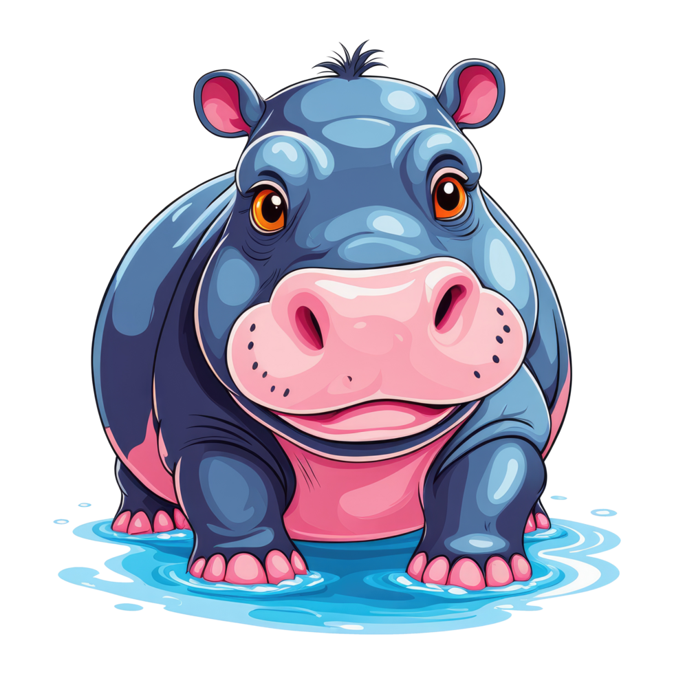 AI generated Lovely hippo on a clear backdrop png