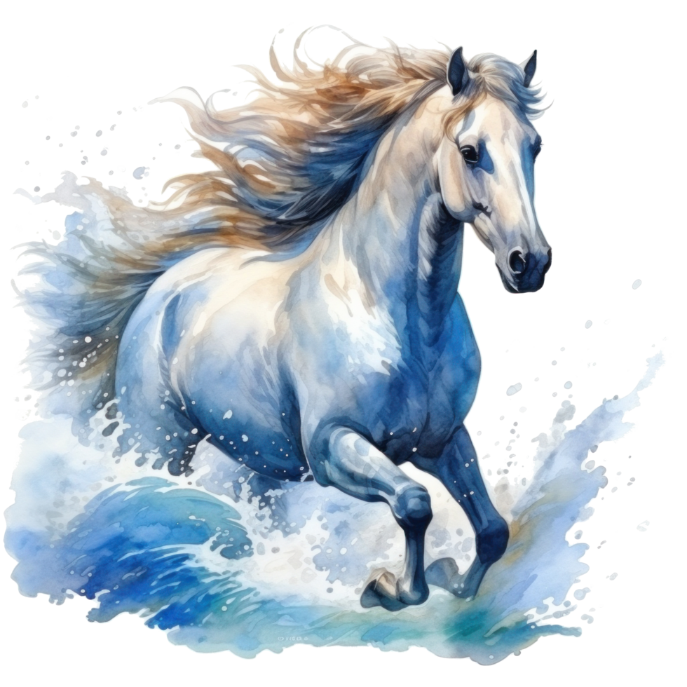 ai généré aquarelle mer cheval isolé png