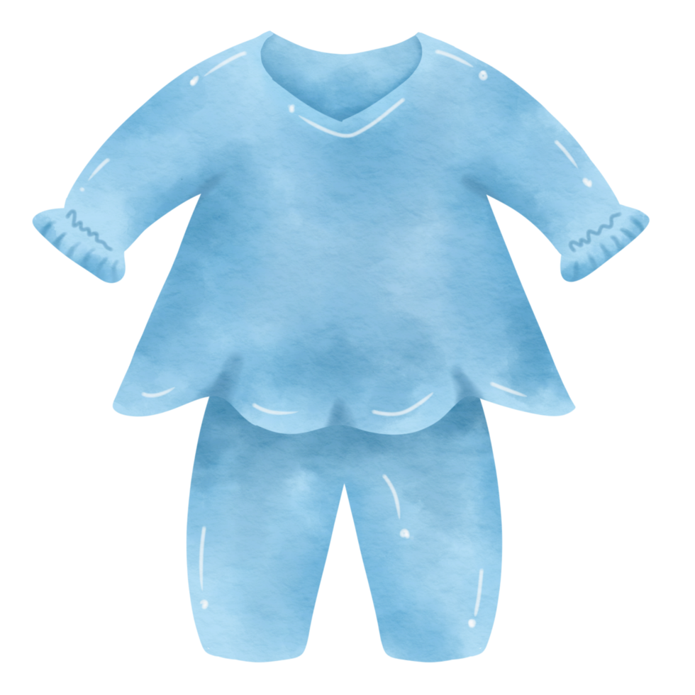Watercolor hand drawn illustrations of cute children's clothes. Perfect for posters, postcards, baby shower, packaging, invitations, greeting card, template design. png