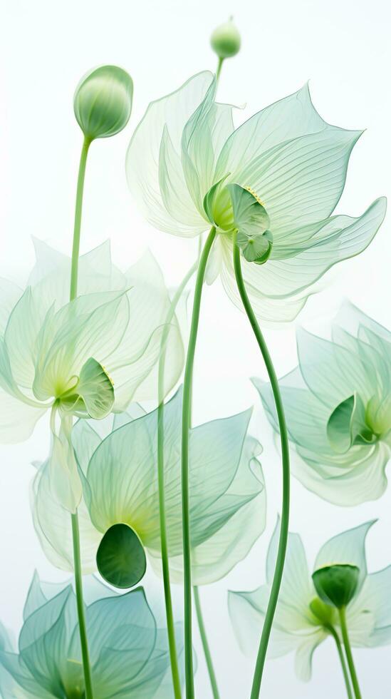 AI generated transparent lotus leaves pattern isolated background Created with generative Ai photo