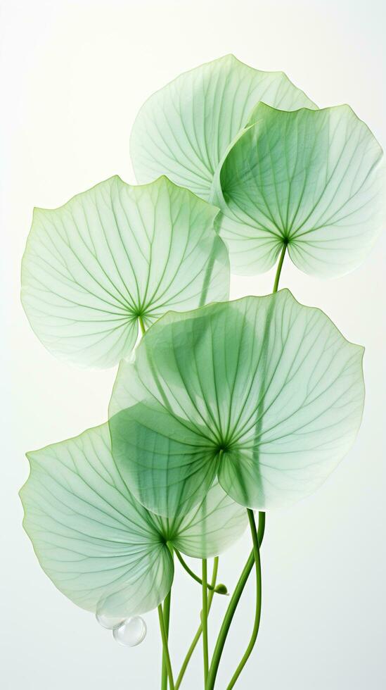 AI generated transparent lotus leaves pattern isolated background Created with generative Ai photo