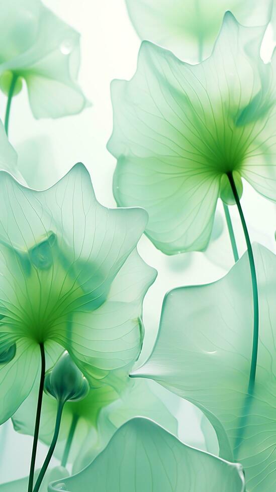 AI generated transparent lotus leaves pattern isolated background Created with generative Ai photo