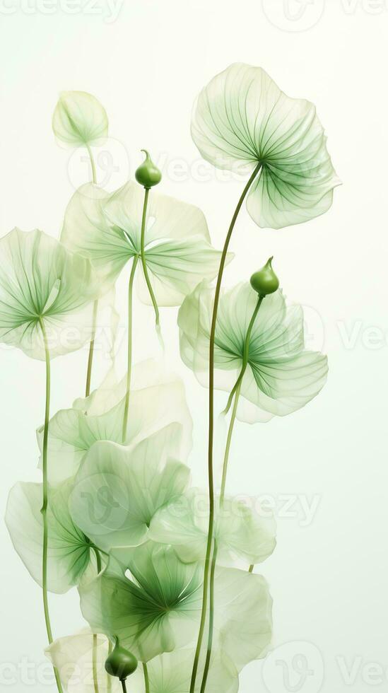 AI generated transparent lotus leaves pattern isolated background Created with generative Ai photo