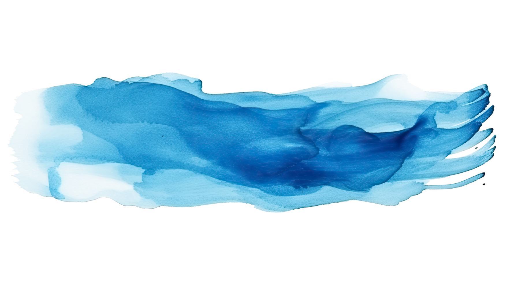 AI generated Blue paint brush strokes in watercolor isolated on a transparent background. png