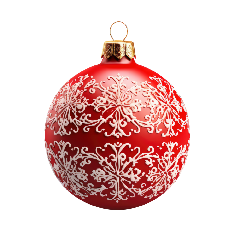 AI generated Vibrant Red Christmas Ornament Ball Isolated on transparent Background png