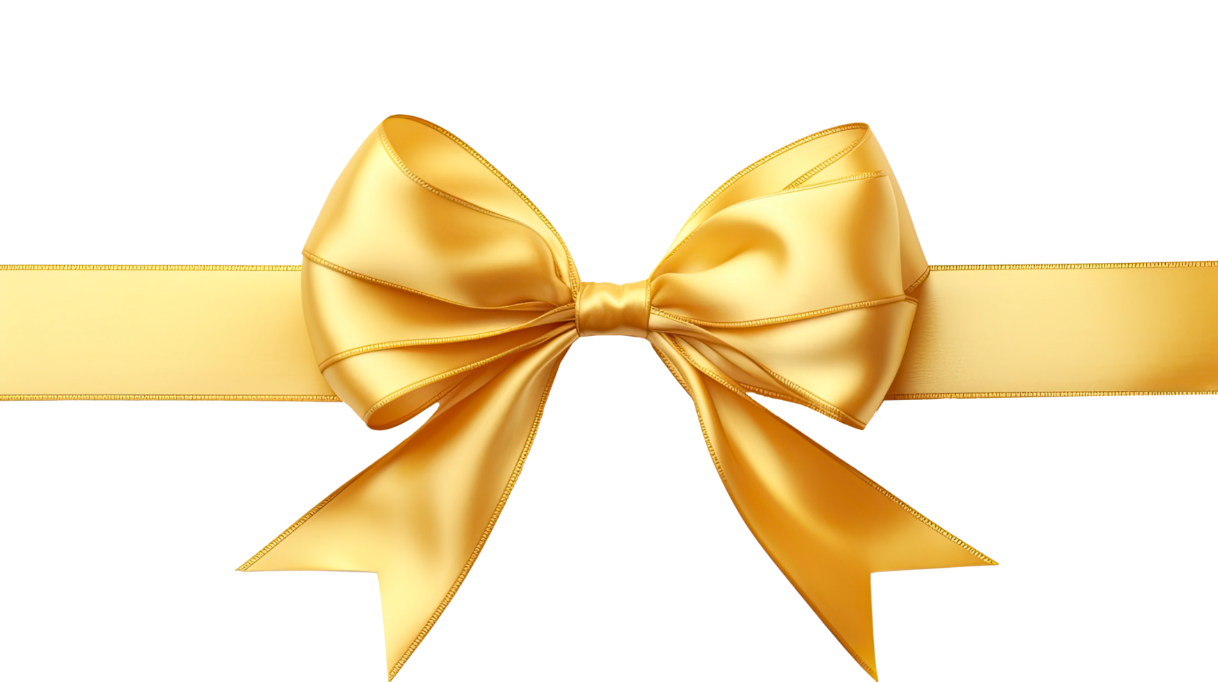 AI generated Golden ribbon and bow isolated on a transparent background. png