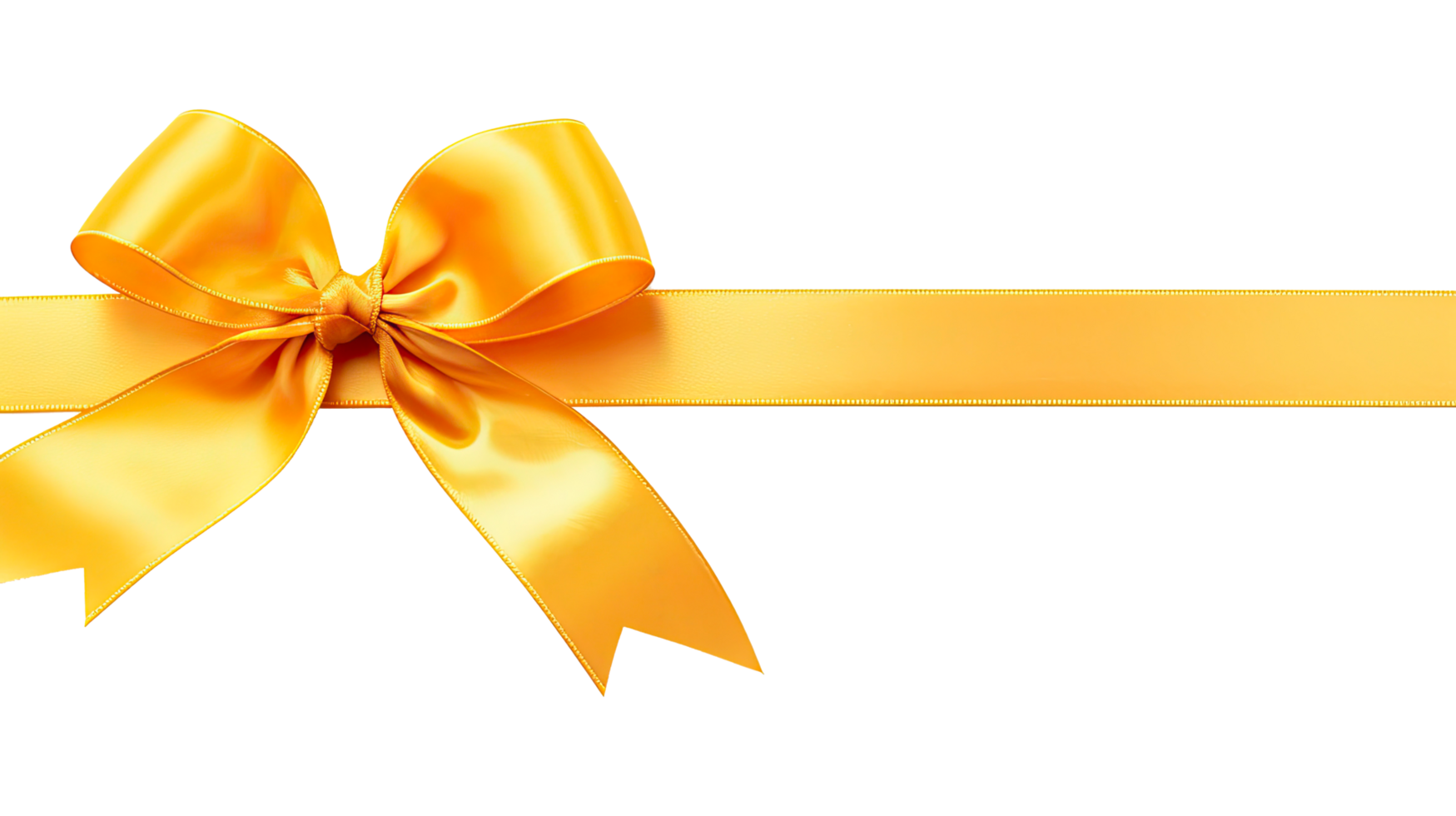 AI generated Golden ribbon and bow isolated on a transparent background. png