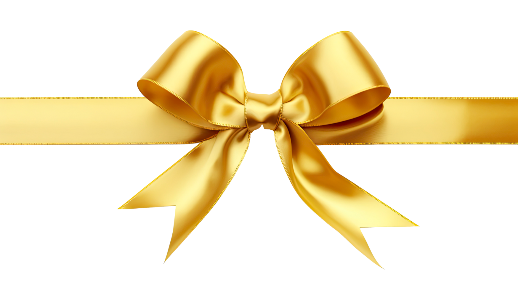 AI generated Golden ribbon and bow isolated on a transparent background. png