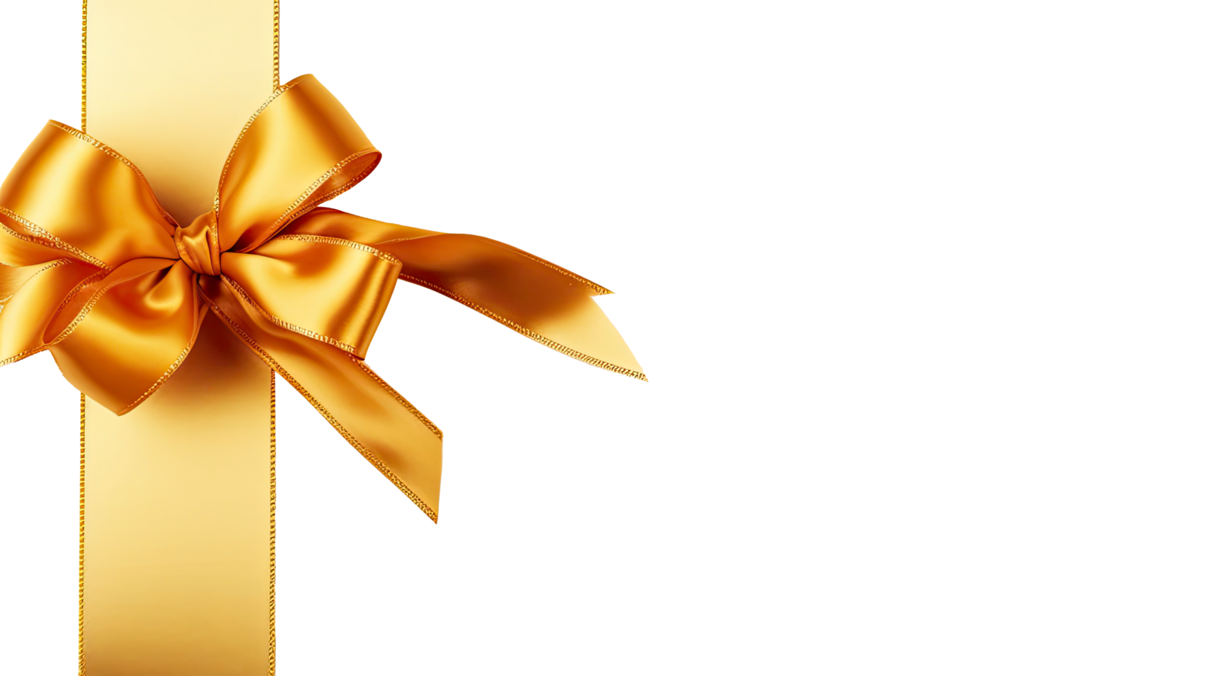 AI generated Golden ribbon and bow isolated on a transparent background. png