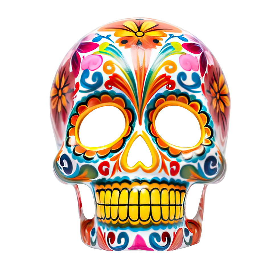 AI generated Cinco de mayo sugar skull isolated on transparent background. png