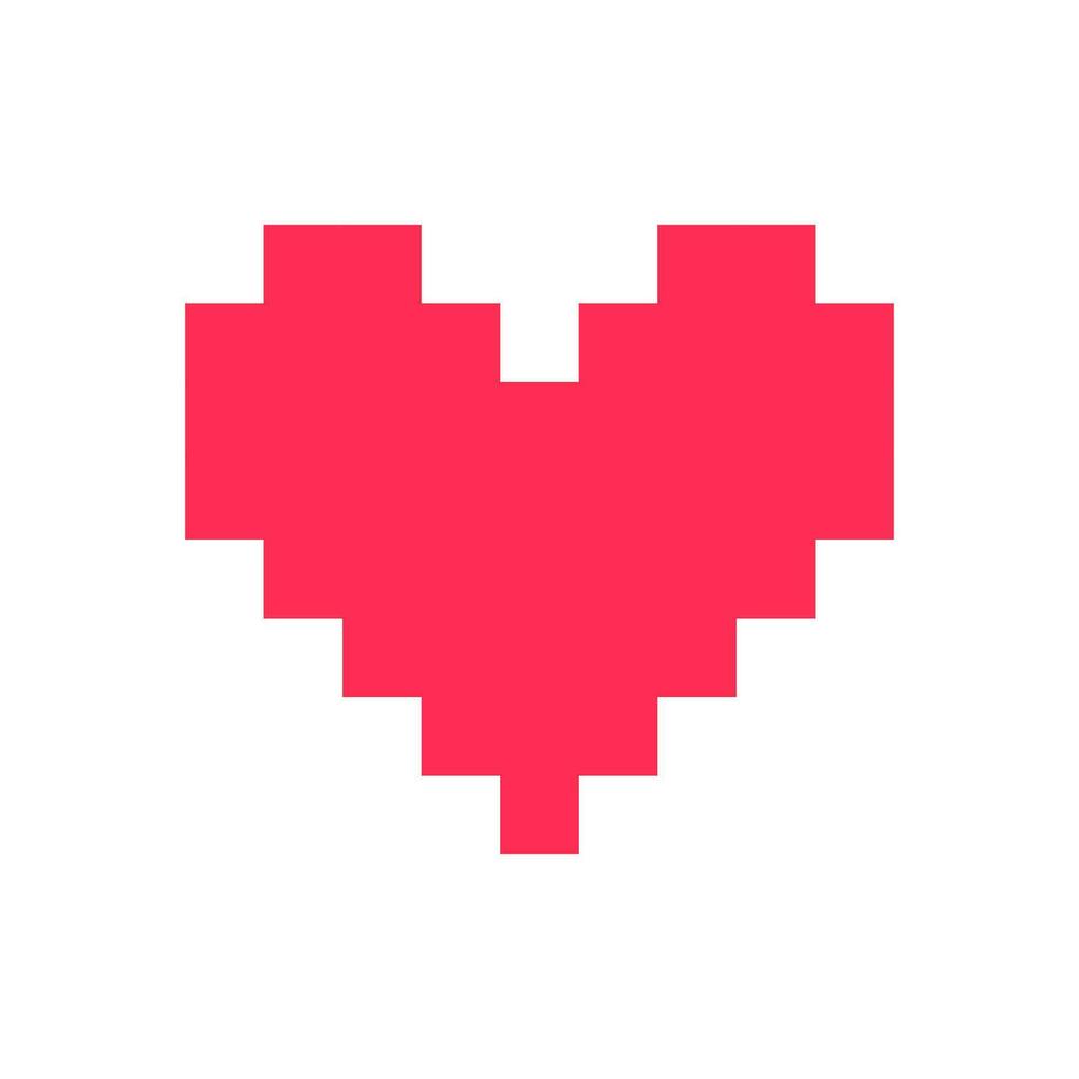 Pixel heart red 8 bit for poster pattern, print, design, elements vector
