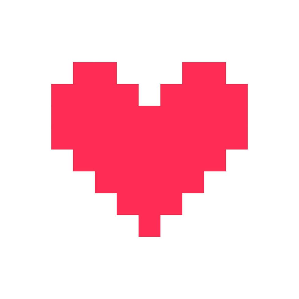 Pixel heart red 8 bit for poster pattern, print, design, elements vector