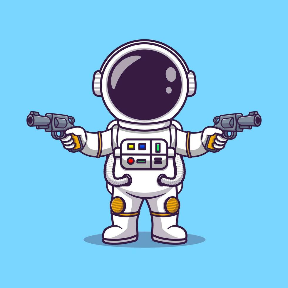 linda astronauta disparo con pistola pistola dibujos animados vector icono ilustración