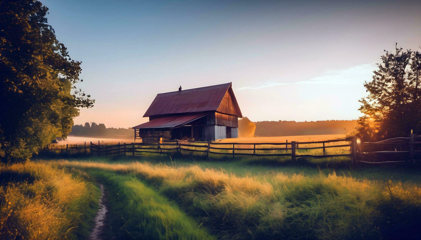 AI generated nature village house , the concept of rest in silence, rural life photo