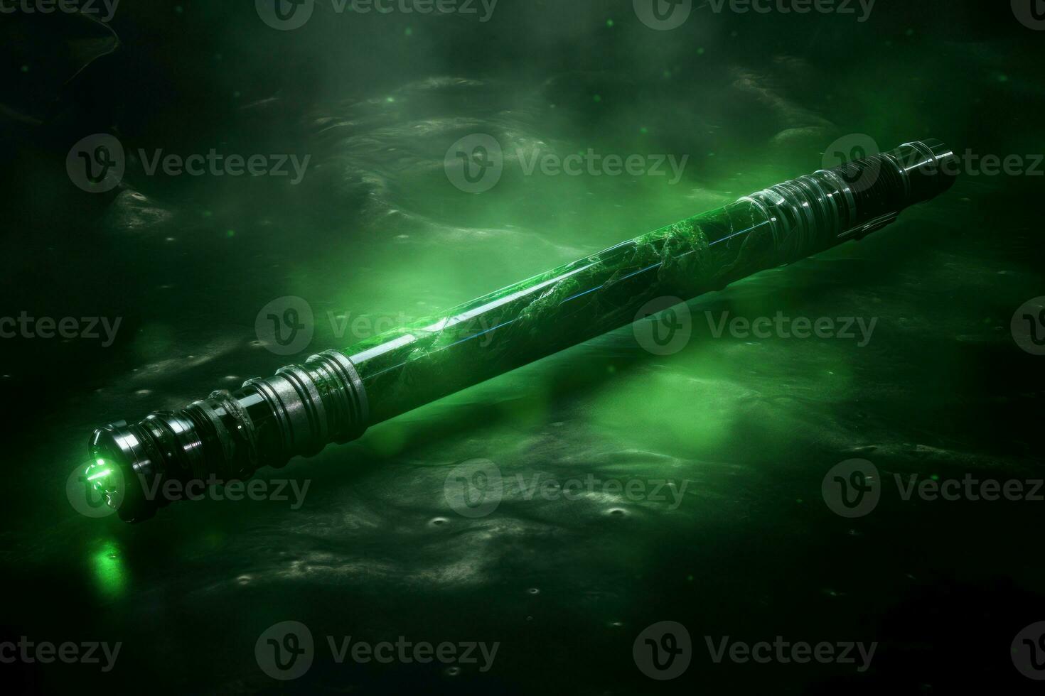 AI generated Green majestic lightsaber. Generate ai photo