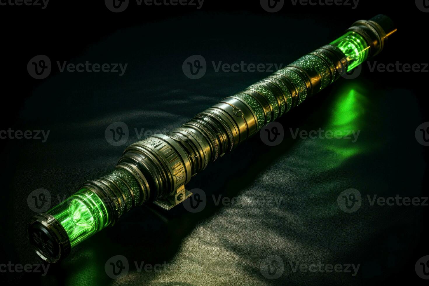 AI generated Green neon lightsaber. Generate ai photo