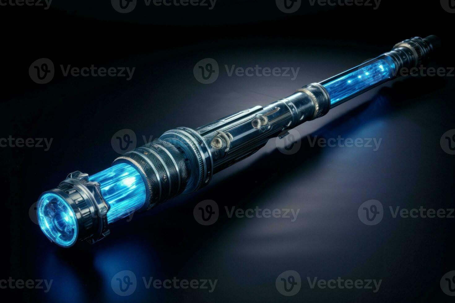 AI generated Blue lightsaber weapon. Generate ai photo