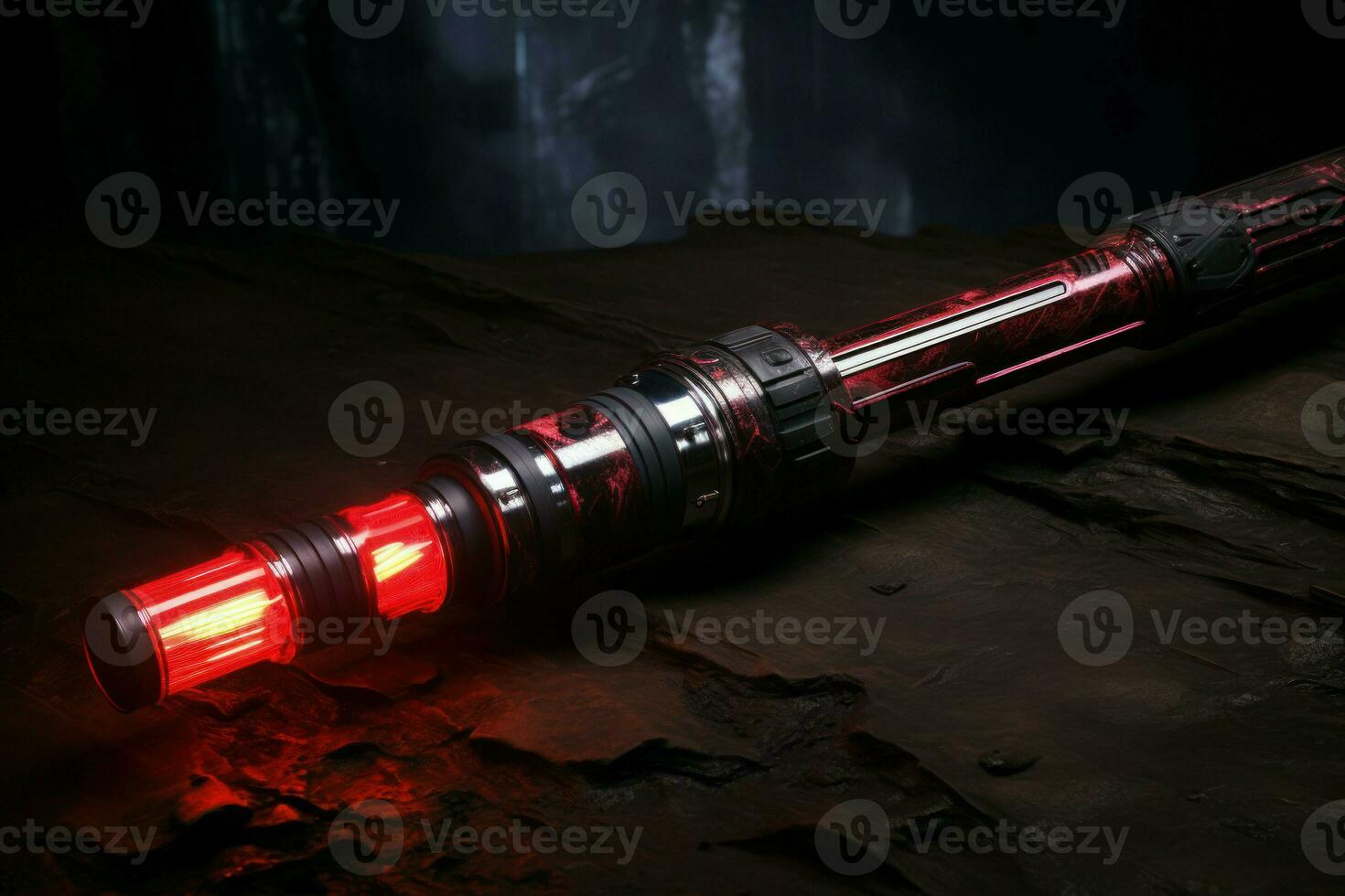 AI generated Red lightsaber battle. Generate ai photo