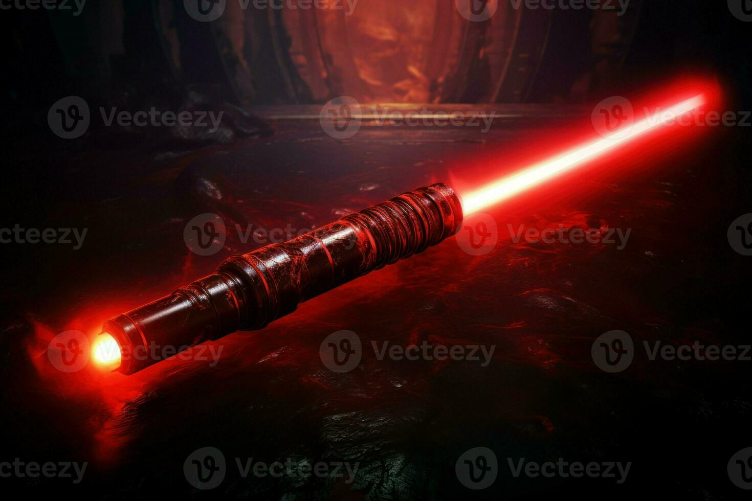AI generated Red lightsaber arm. Generate ai photo