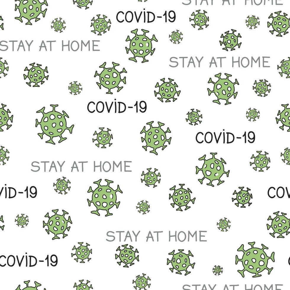 Virus epidemic seamless pattern. Backdrop with illustration of novel Coronavirus 2019-nCoV background.  Ornamental COVID-19 medical design. Abstract bacterium tile texture. vector