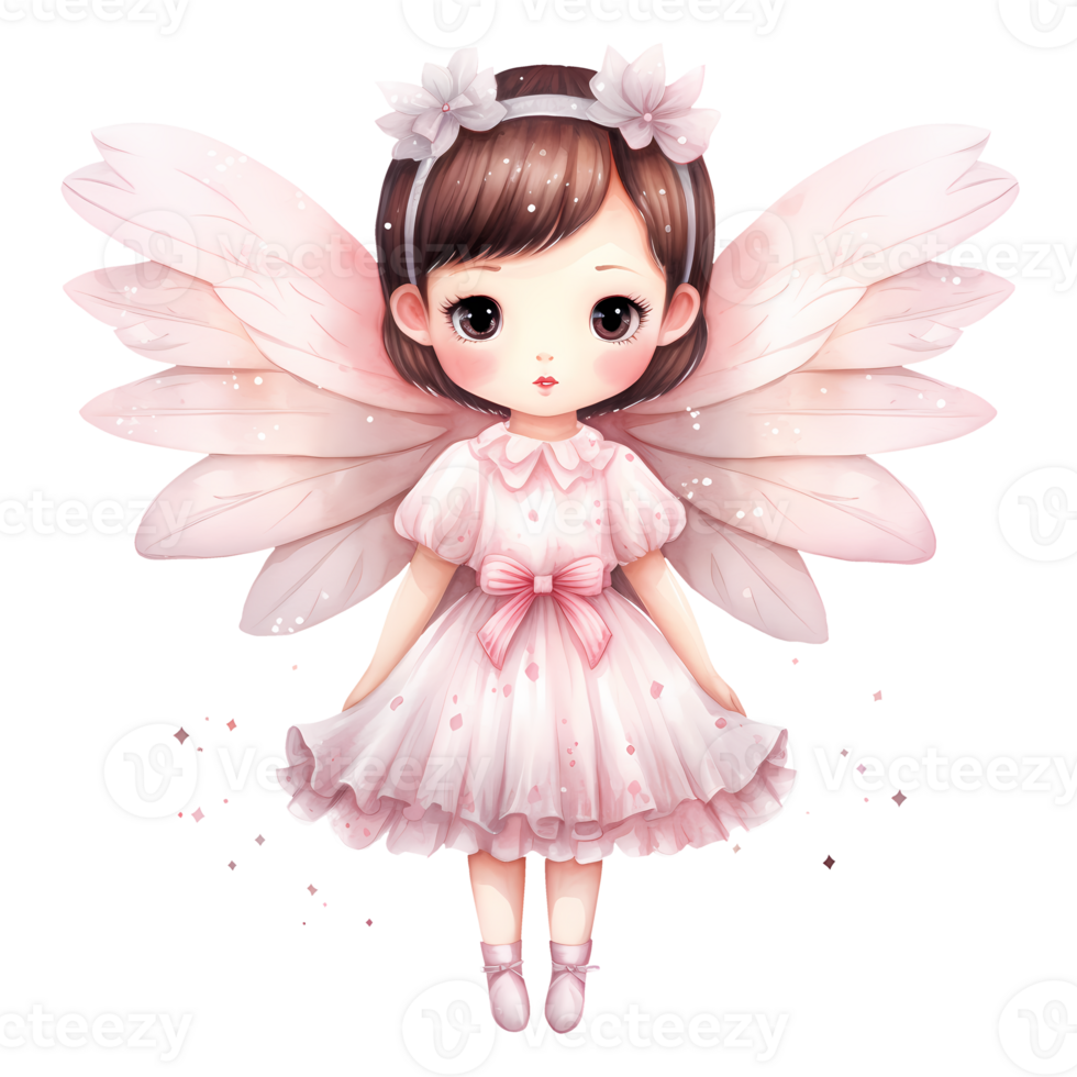 AI generated Cute Pink Baby Fairy Watercolor Clipart Illustration png