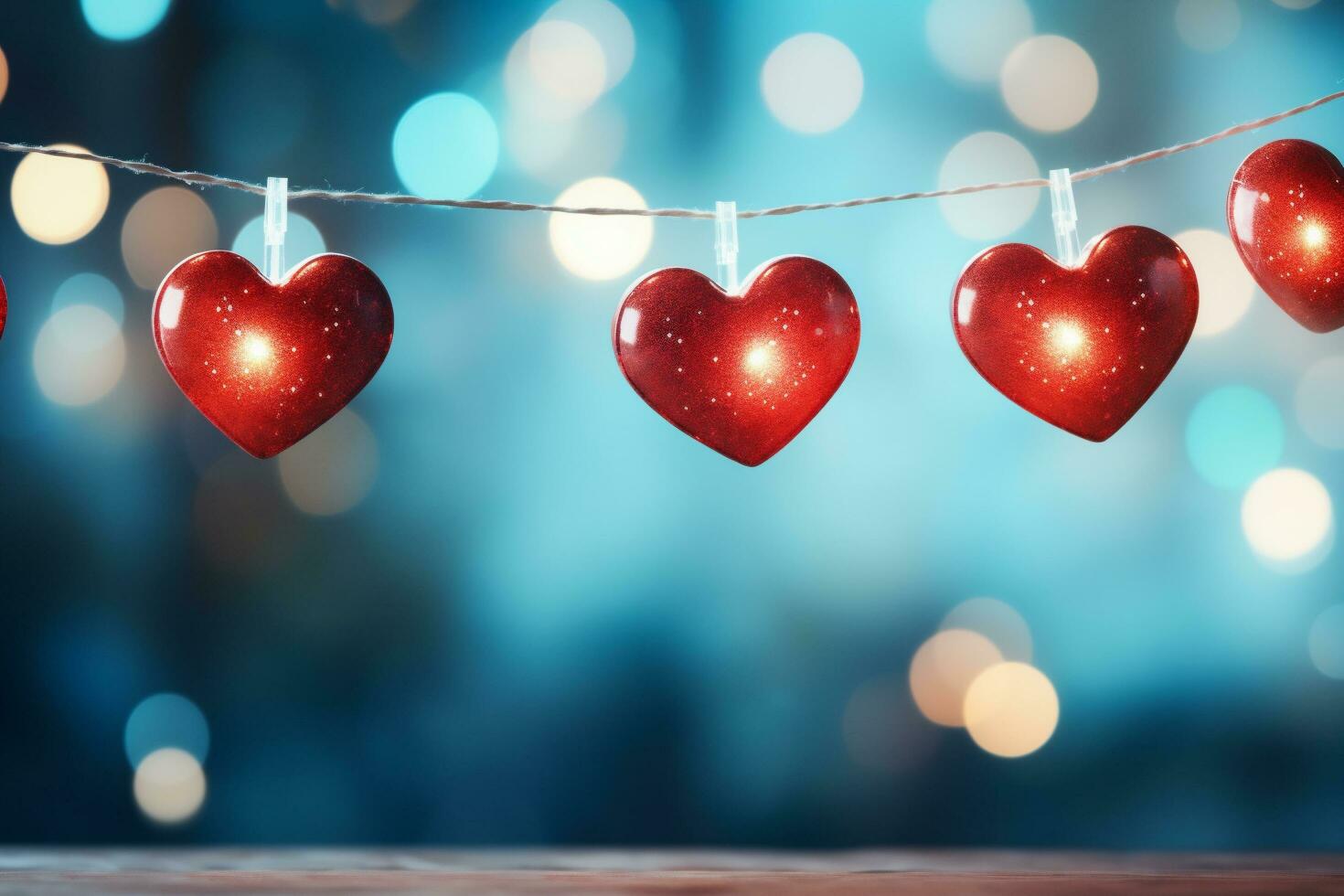 ai generado San Valentín día antecedentes con rojo corazones en bokeh antecedentes foto