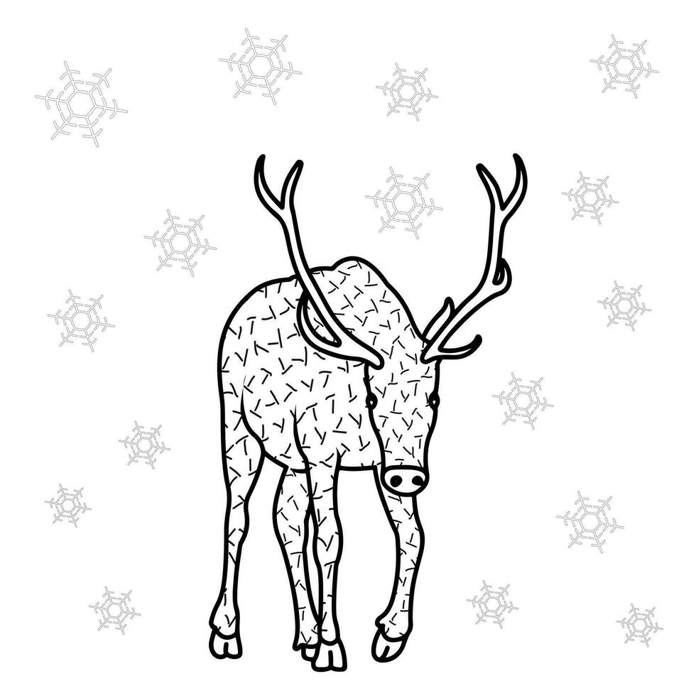 Sketchy image of a deer silhouette. Christmas decoration doodles vector