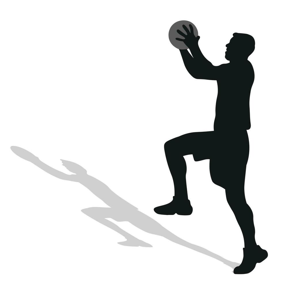 Basketball, black silhouette of an athlete basketball player with a ball vector