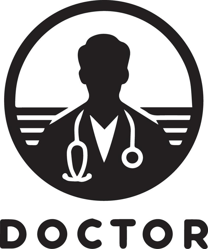 médico logo vector silueta, médico icono llenar negro color 15