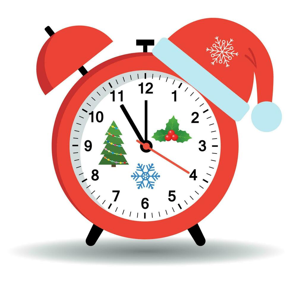 Alarm clock with Santa Claus hat vector