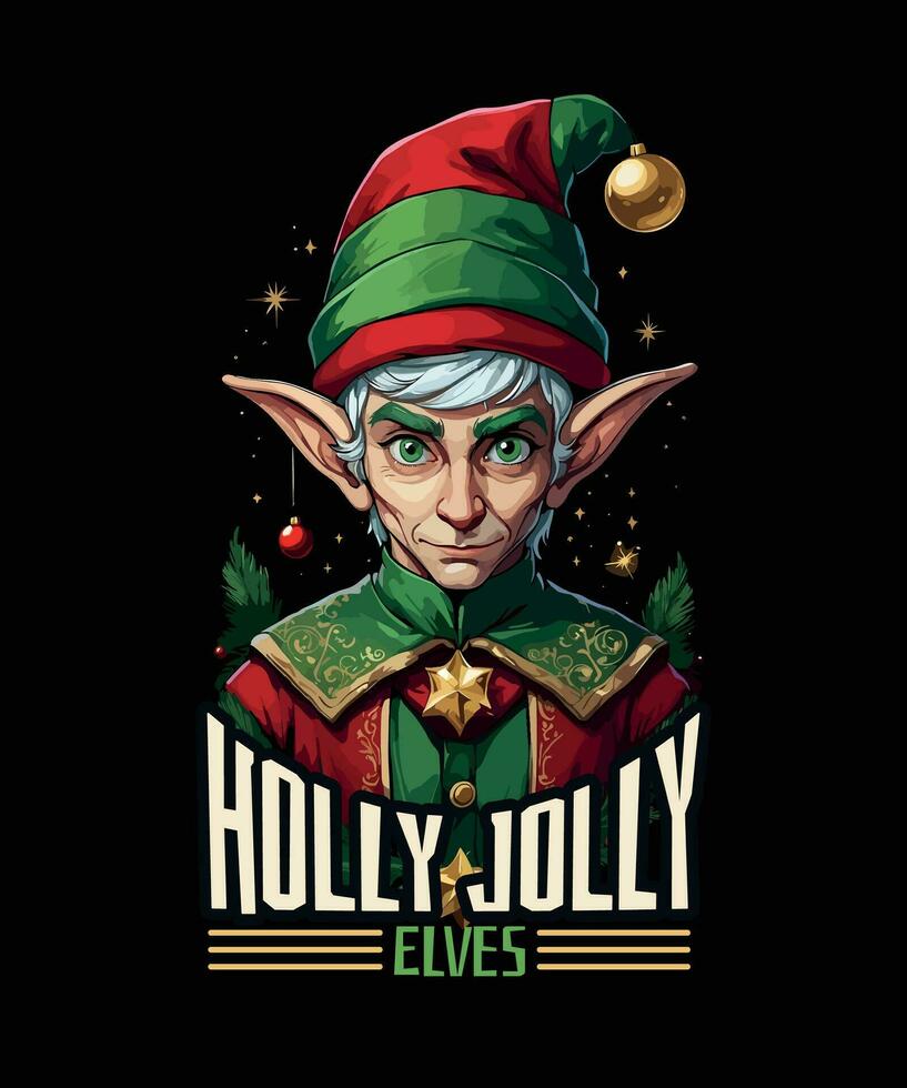 Holly Jolly Elves Christmas vector