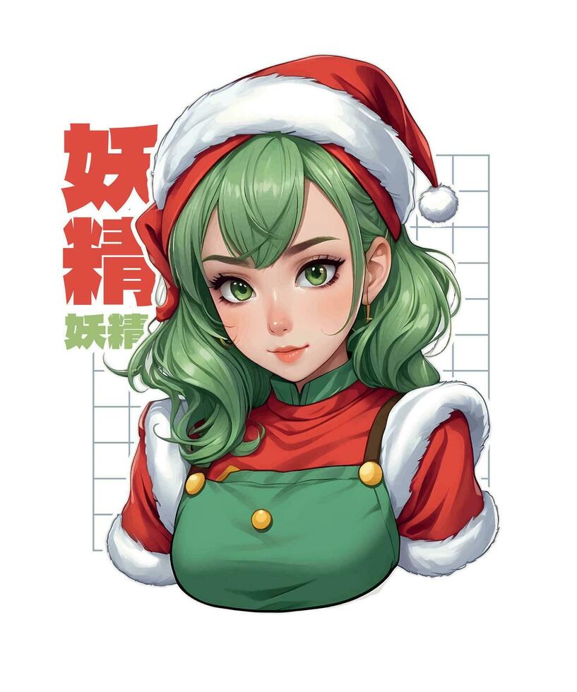 acebo alegre elfos festivo duende festividad Navidad anime vector