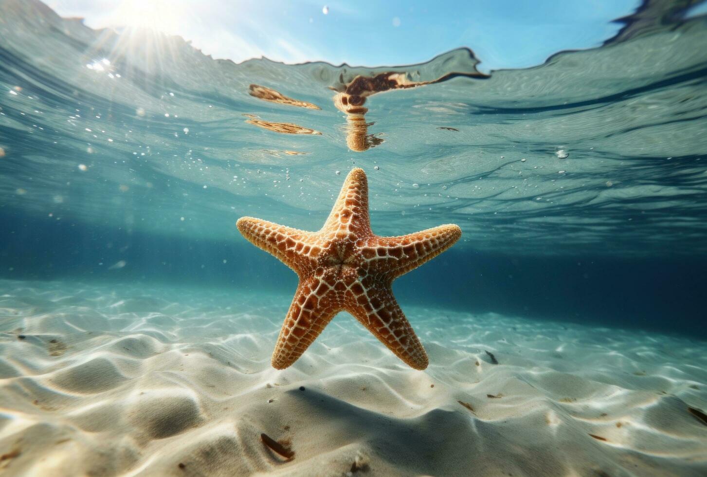 AI generated photo by jason dunn of a starfish on the beach under water