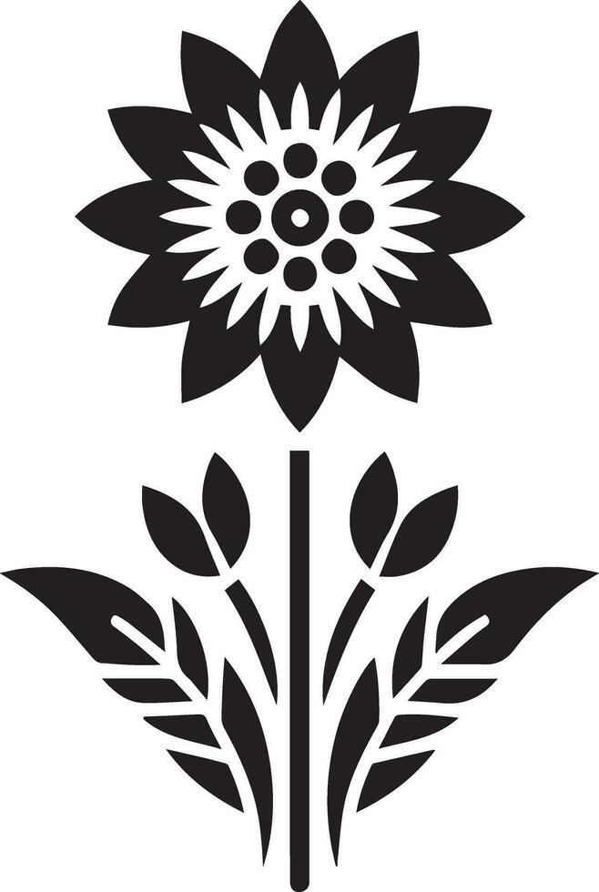 Flower Icon vector illustration black color, Flower Icon silhouette 3