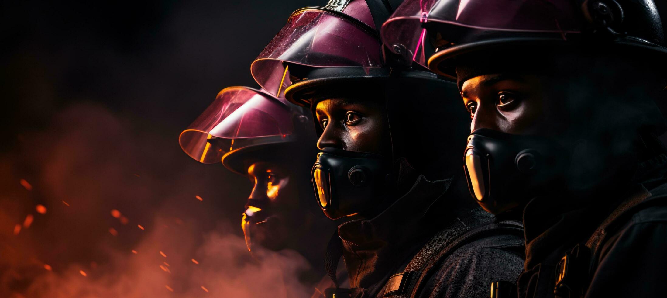 AI generated two firefighters are walking out in an area photo