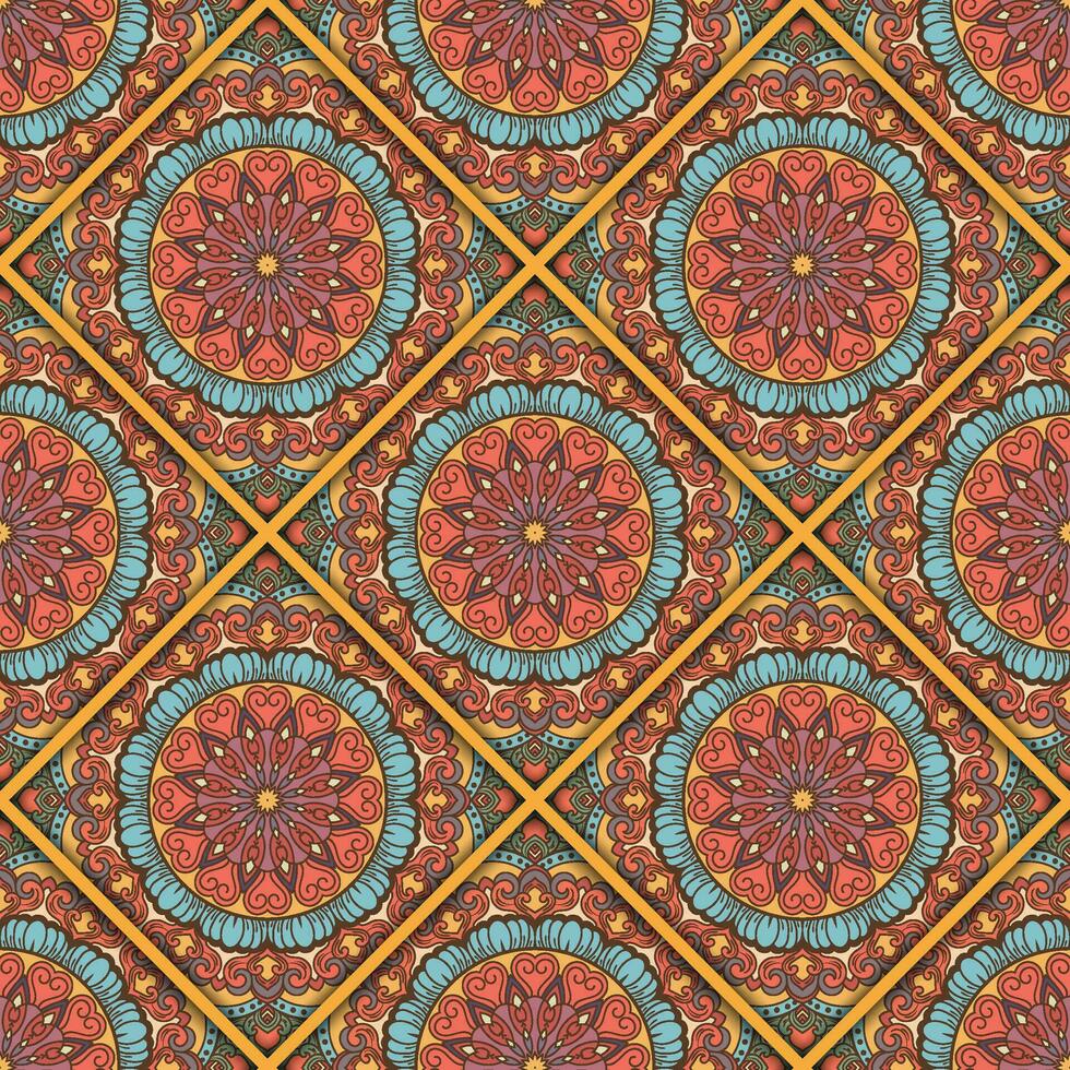 étnico decorativo mandala sin costura modelo vector