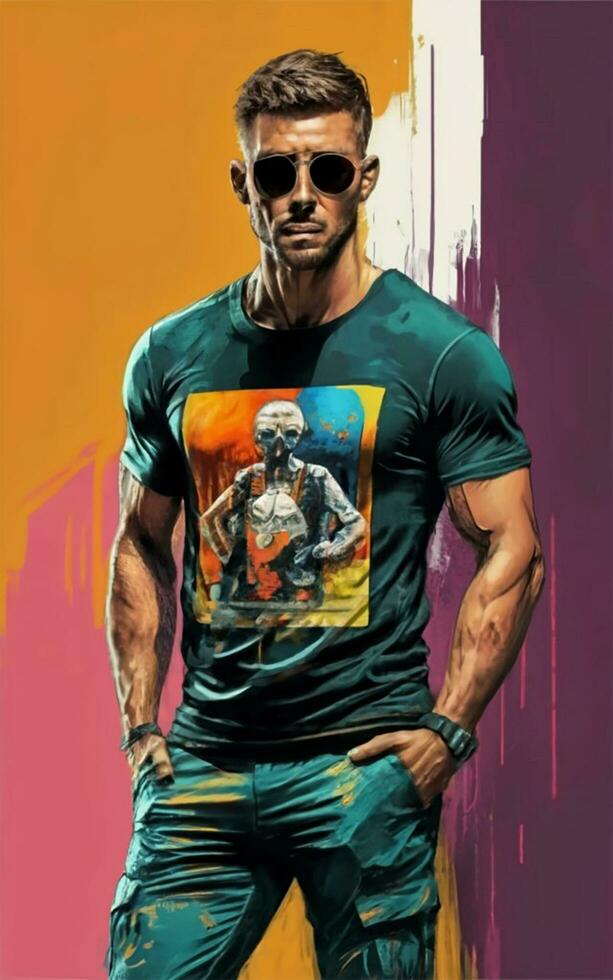 AI generated wow Stylish smart look t shirt photo