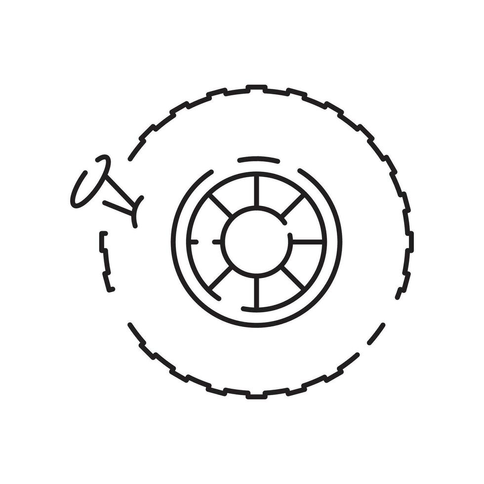 Tire line icon. Winter or snow tire. Included the icons as tire, technician, mechanic, flat tire, broken tired, screw, and more. vector