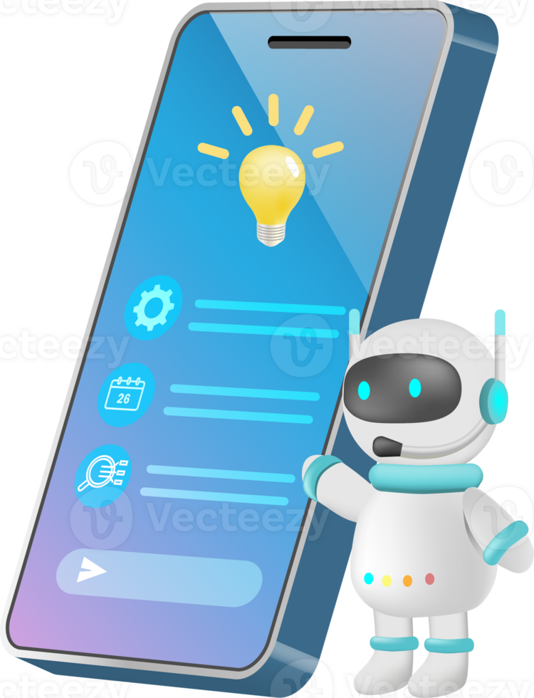 AI chat bot chatting with man provide smart solution idea on smartphone. Artificial intelligence. png