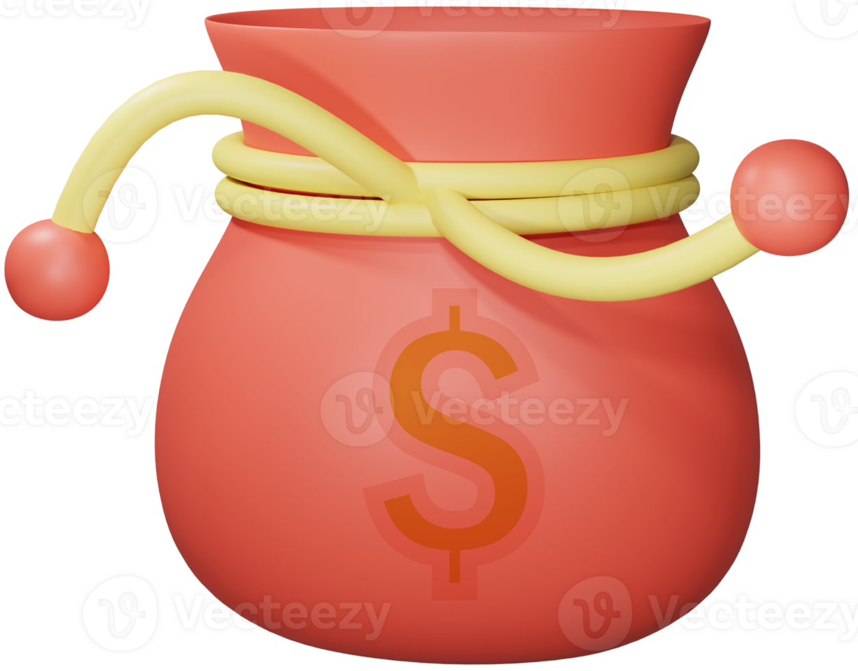 Red lucky bag for prosperity and wealthy in Chinese New Year. 3D cartoon. png