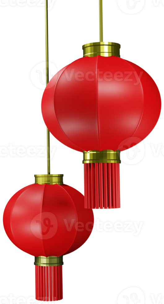 3D Chinese traditional hanging lantern. Element to celebrate Chinese New Year and lunar festival. png