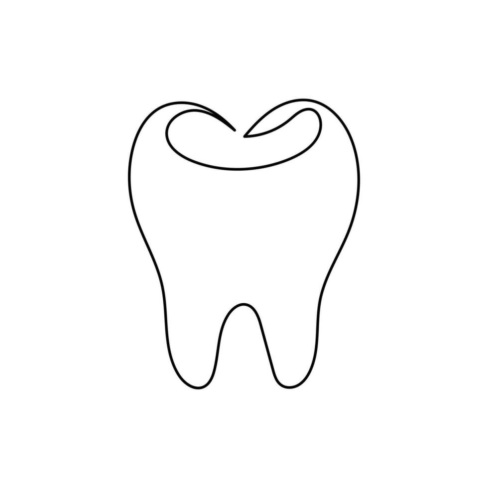 Teeth single line continuous  outline vector art drawing and simple one line teeth minimalist design