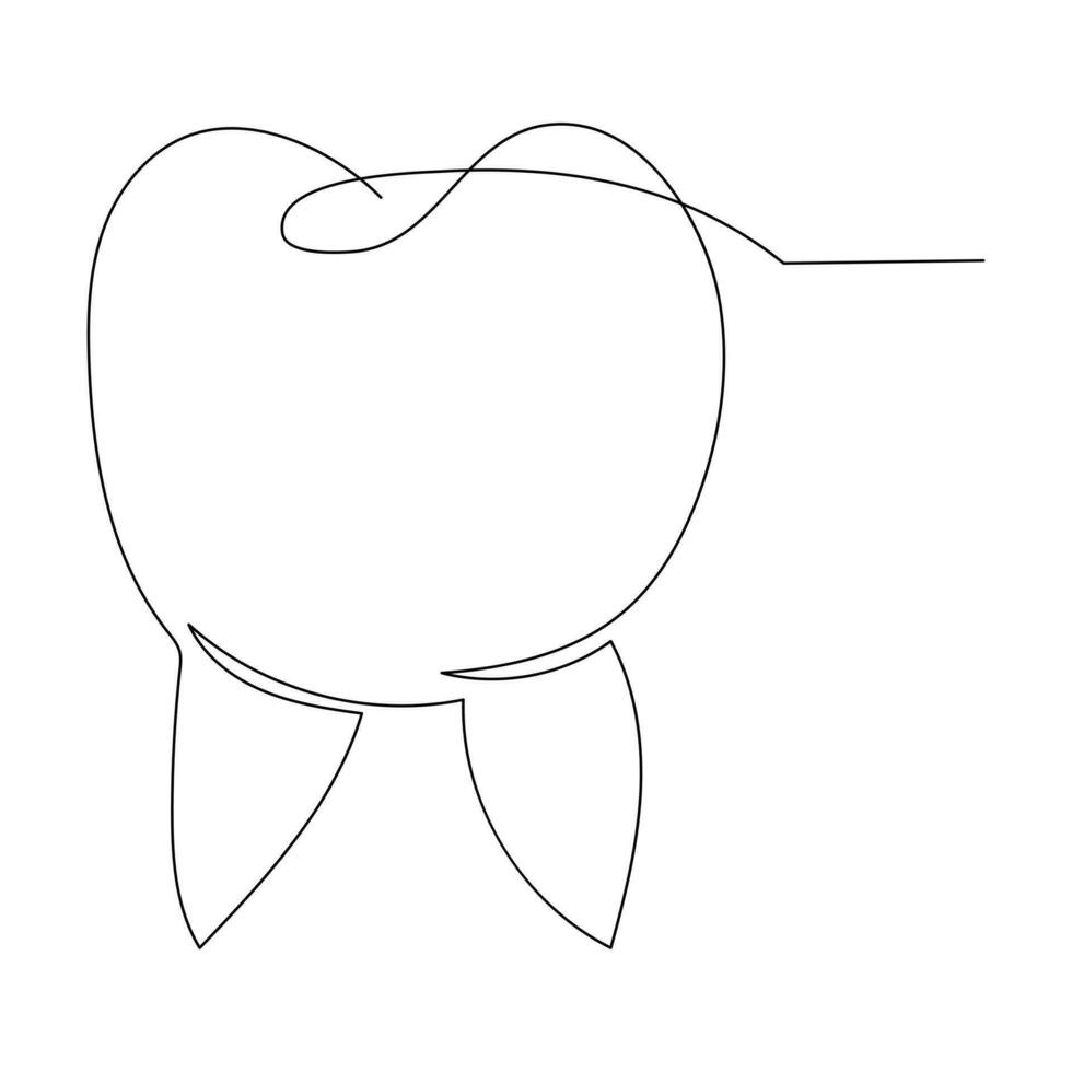 Teeth single line continuous  outline vector art drawing and simple one line teeth minimalist design