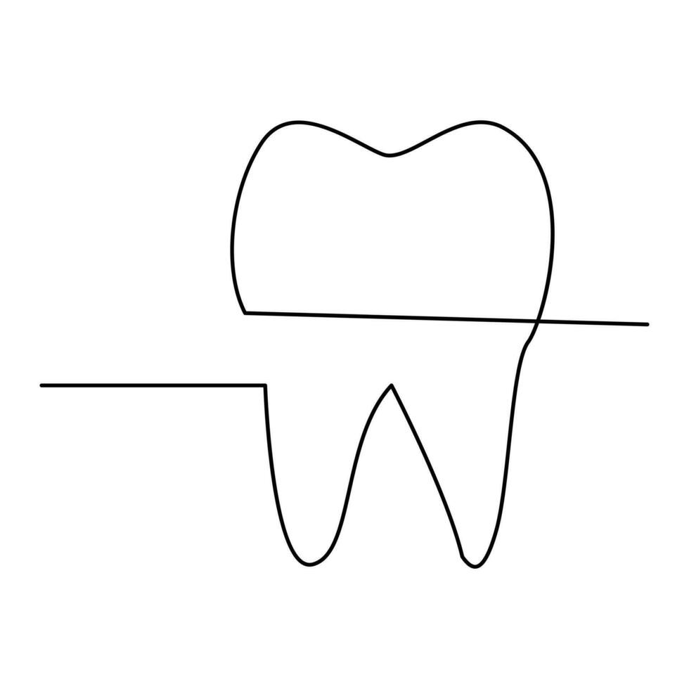 Teeth single line continuous  outline vector art drawing and simple one line teeth minimalist design