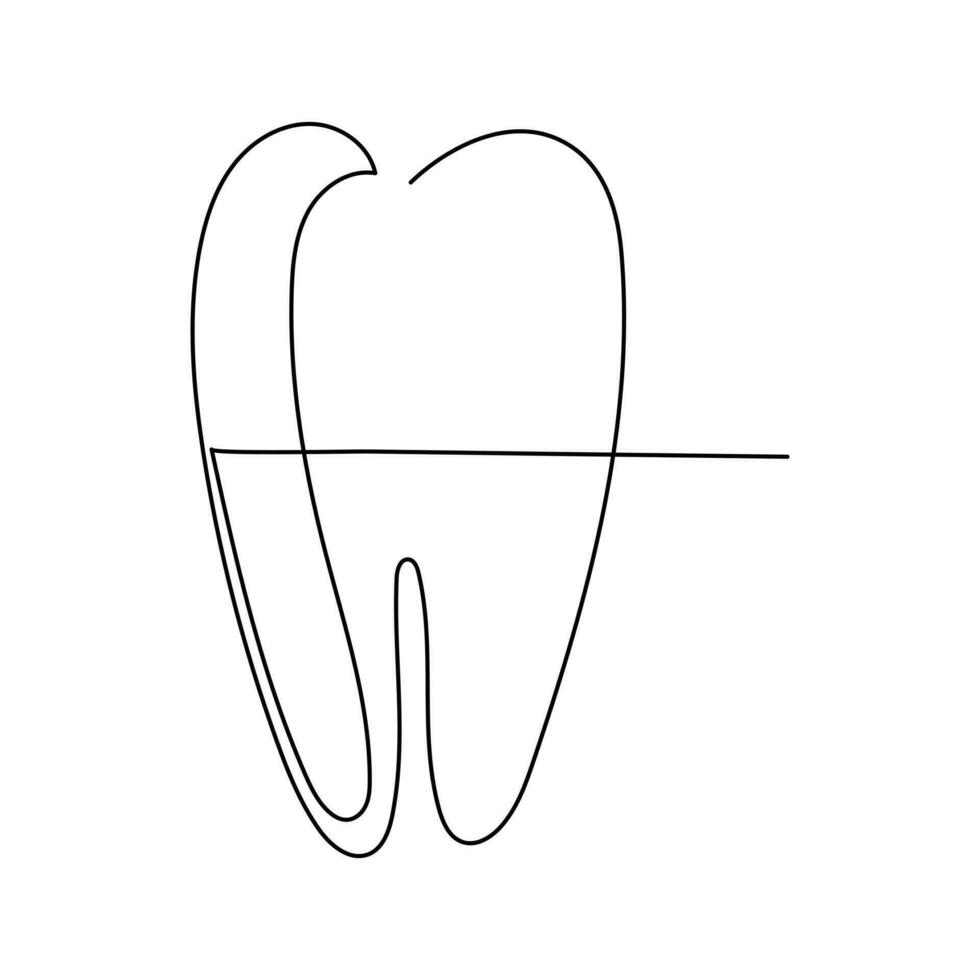 Teeth single line continuous  outline vector art drawing and simple one line teeth minimalist design