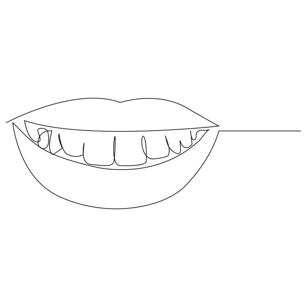 Teeth single line continuous  outline vector art drawing and simple one line teeth minimalist design