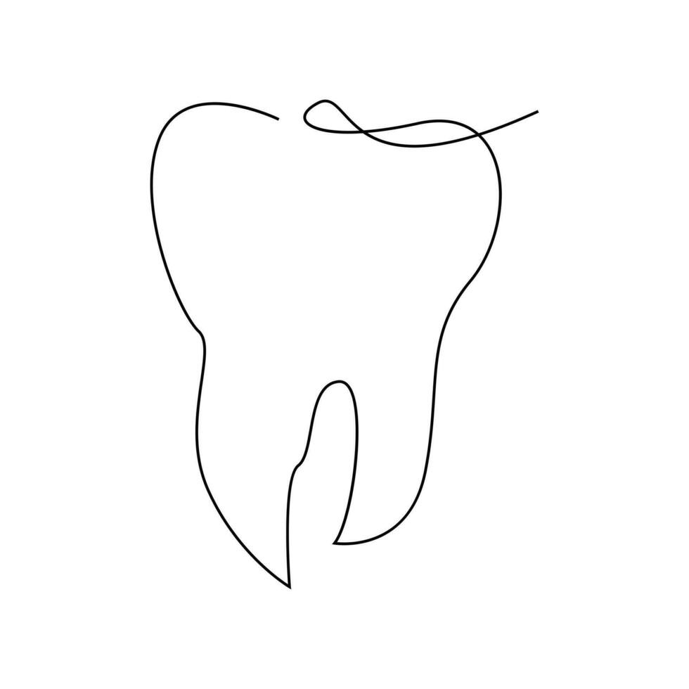 dientes soltero línea continuo contorno vector Arte dibujo y sencillo uno línea dientes minimalista diseño