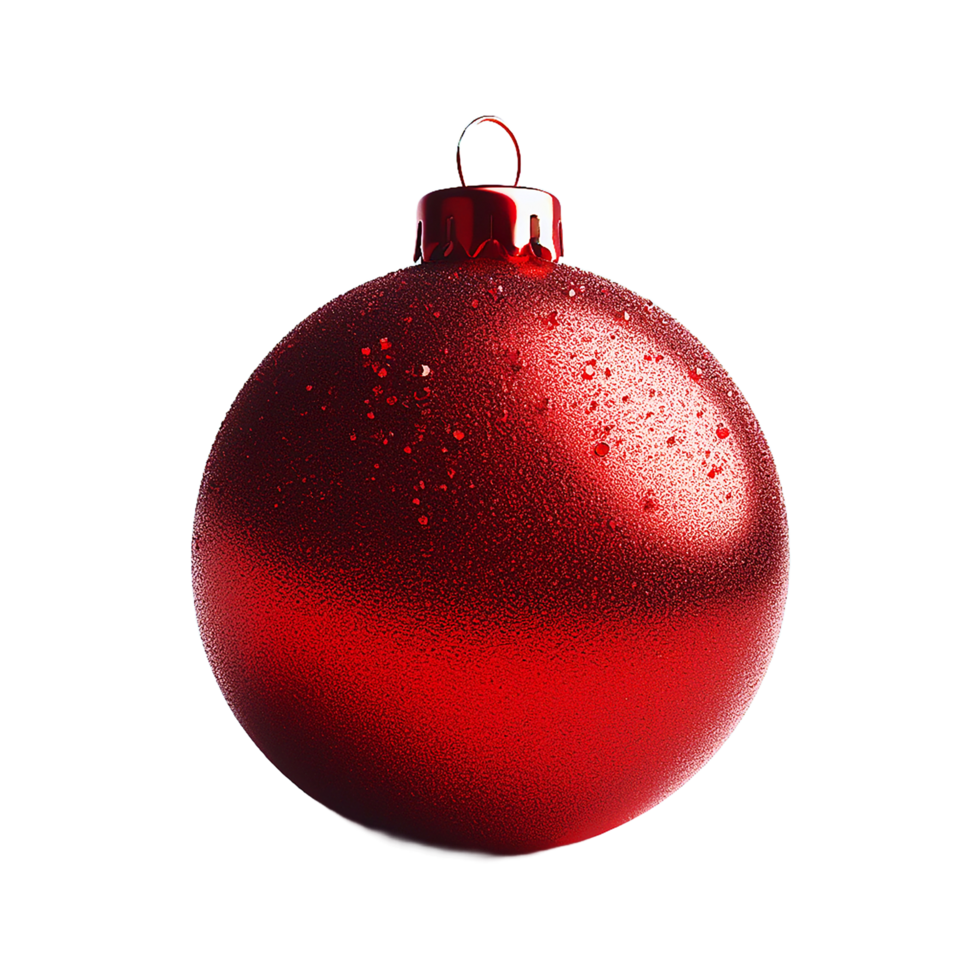 AI generated A vivid red Christmas bauble on a transparent background png