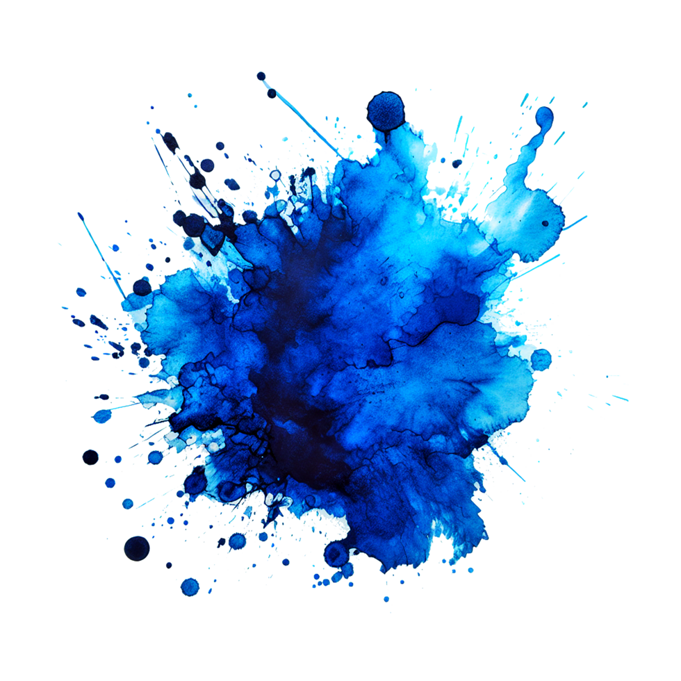 AI generated A blue ink stain isolated on a transparent background png