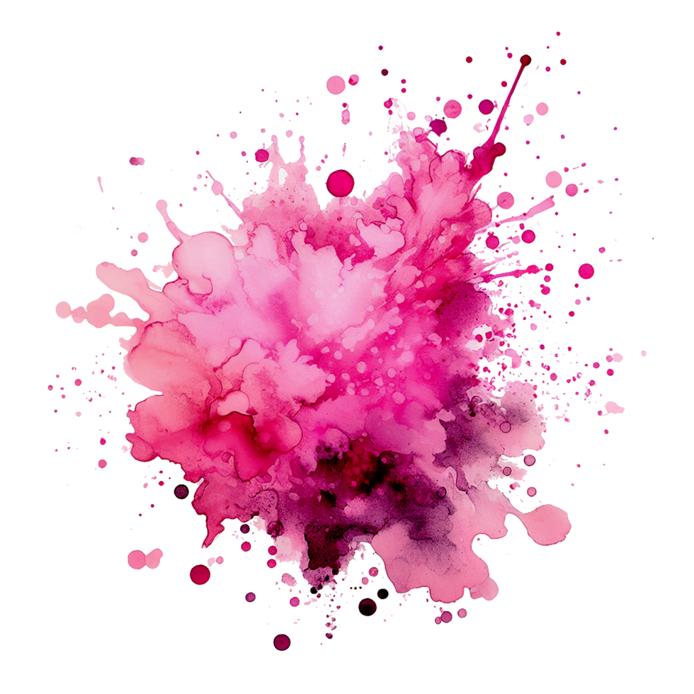 AI generated An isolated pink ink splashes on a transparent background png